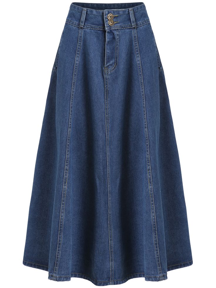 High Waist Denim Long Skirt