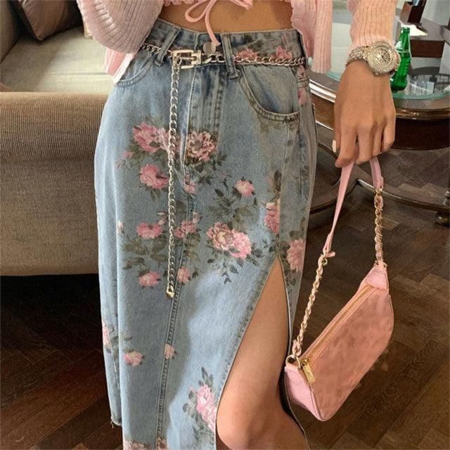 Embroidered Rose Skirt