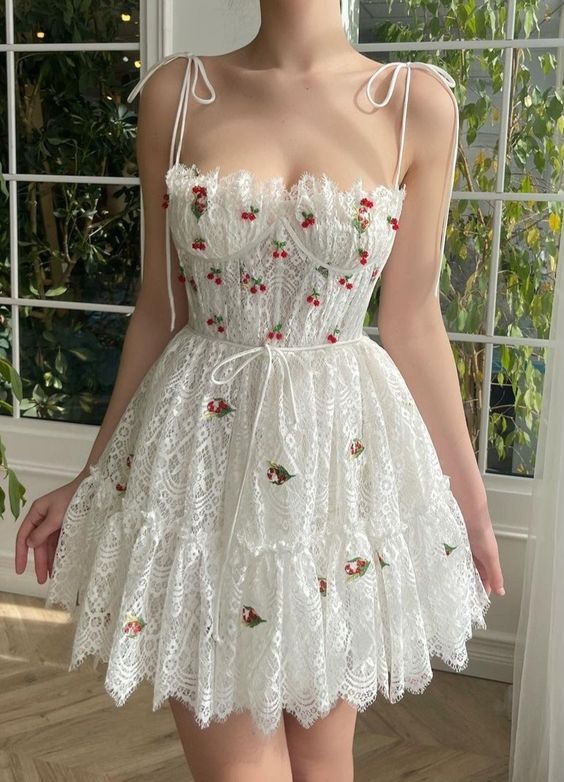 white cheery dress